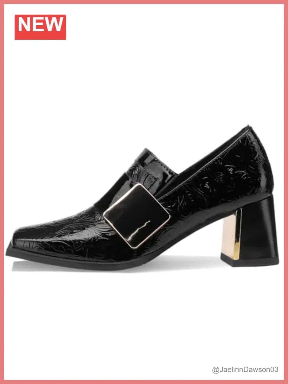 Patent Leather Square Toe Chunky Block Heel Loafers Slip On Dressy Comfortable